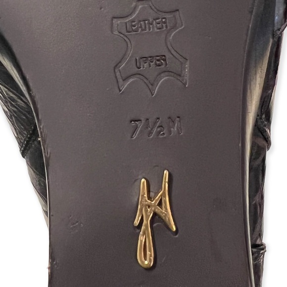 Embossed Animal Print Designer Brown Leather Wedge Heel Knee Boots - Picture 5 of 6